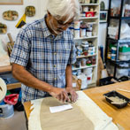Krishna Alegeswaran at work in his studio in 2019